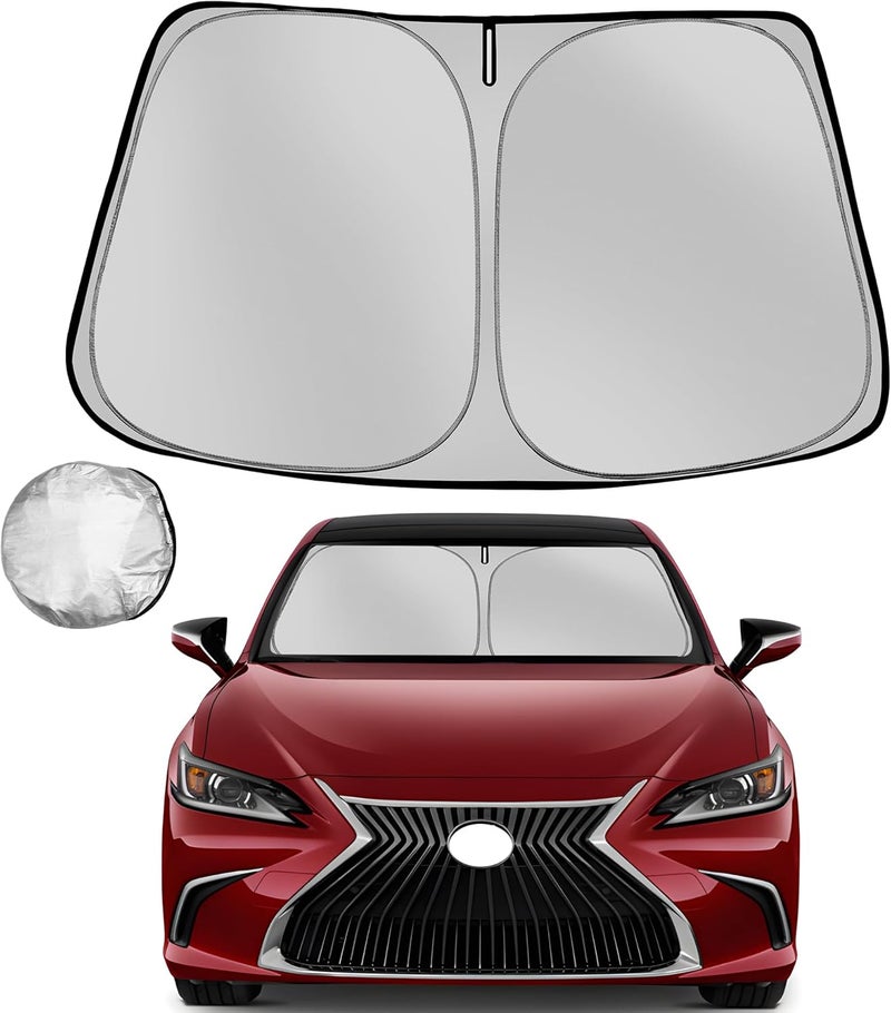 Fonowka حاجب الشمس للزجاج الأمامي لسيارات ليكزس ES250 ES300h ES350 من 2019-2025، حاجب شمس قابل للطي للنافذة الأمامية للسيارة، يحجب الأشعة فوق البنفسجية والحرارة، واقي داخلي للسيارة، ملحقات تناسب بشكل مخصص - Image 1